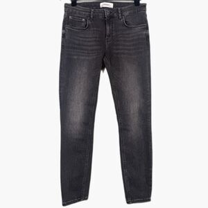 Zara Premium Denim Jeans Womens Size 10 Black Washed Skinny Stretch 28